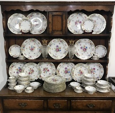 Schumann Bavaria “Empress Dresden Flowers” Porcelain Dinner Service For 12, circa 1950