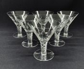 Hand Blown English Air Twist Cocktail/Champagne Glasses