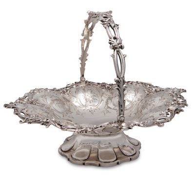 Victorian Sterling Silver Cake Basket, Hallmarked For London 1853