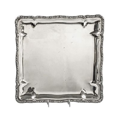 800 Fine Silver Tray, Czechoslovakia circa 1930