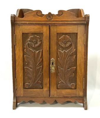 Carved Oak Front Cabinet, American, circa 1900