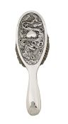 Antique Chinese Export Silver Hairbrush, 900 Fine Silver, circa 1865-95