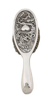 Antique Chinese Export Silver Hairbrush, 900 Fine Silver, circa 1865-95