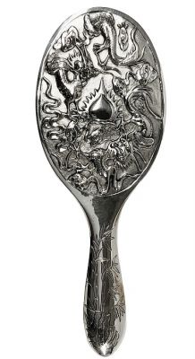 Antique Chinese Export Silver Hand Mirror, 900 Fine Silver, circa 1890