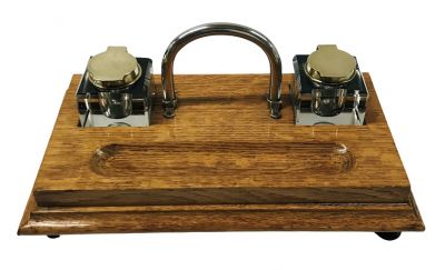 Antique Double Inkwell/Pen Rest, American circa 1910-20