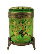 Antique Emerald Green Glass Table Box, Continental European