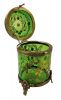 Antique Emerald Green Glass Table Box, Continental European
