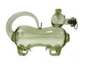 Antique Hand Blown Green Glass Figural Decanter 
