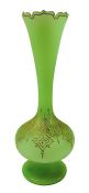 Antique Opaline Glass Vase In Green, French, 19th Century