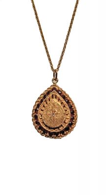 Antique Paste and Garnet Locket/Pendant and Chain