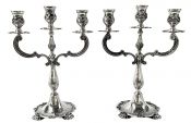 Antique Portuguese 833 Fine Silver, Two Arm, Three Light Candelabra