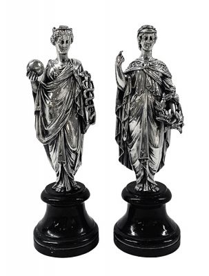 Antique Silvered Bronzes Of Iris And Apollo, French 19th Century