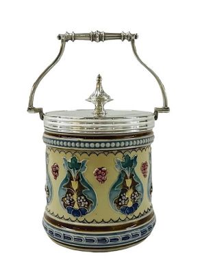 Antique Villeroy & Boch Mettlach Majolica Jam Pot, circa 1895