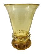 Art Deco Hand Blown Glass Vase In Amber