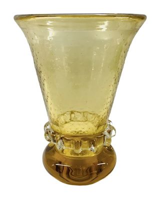 Art Deco Hand Blown Glass Vase In Amber