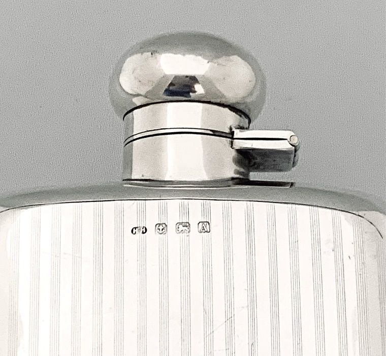 Art Deco Sterling Silver Hip Flask, Circa 1925