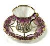Art Nouveau Silver Overlay On Porcelain Demitasse Cup And Saucer, circa 1900