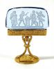 Austrian Cut And Etched Blue Glass Place Card Holders, circa 1930s