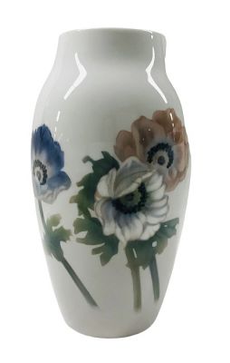 Bing & Grondahl Porcelain Vase With Anemone Blossoms