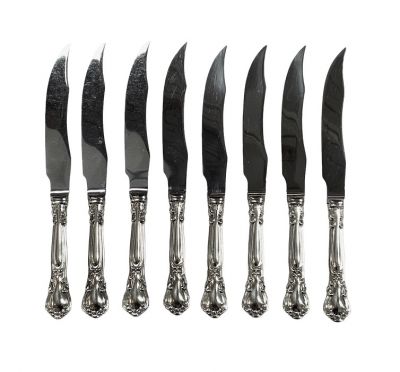 Birks Sterling Silver Chantilly Pattern Steak Knives, circa 1967