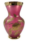 Cranberry Satin Glass Vase