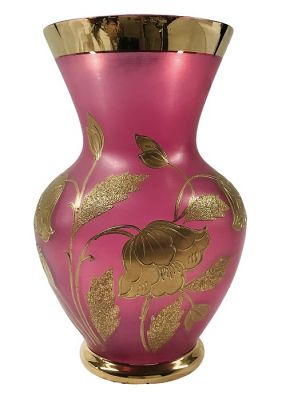 Cranberry Satin Glass Vase