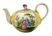 Crown Dresden Hand Painted Porcelain Teapot, circa 1881-1890