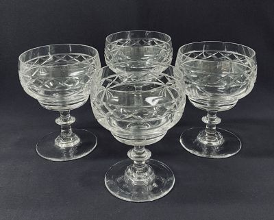 Cut Crystal Rummers, English, 20th Century