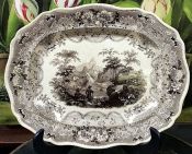 Davenport Brown Transferware Platter, circa 1835-40