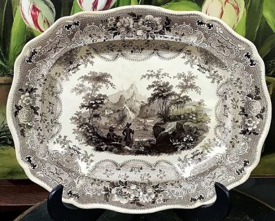 Davenport Brown Transferware Platter, circa 1835-40