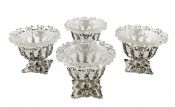  Early Victorian Sterling Silver And Glass Salt Cellars, circa 1844