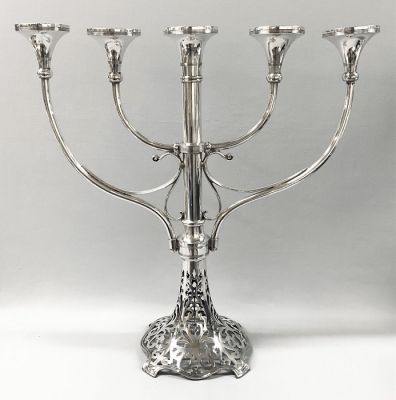 Edwardian Era Silver Plate Five Light Candelabra