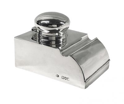Edwardian Era Sterling Silver Inkstand And Stamp Box, circa 1902