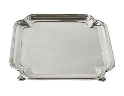 Elegant Art Deco Sterling Silver Footed Waiter, circa 1928