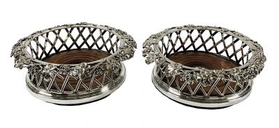 Elkington & Co. Silver Plate Bottle Coasters, Dated 1843