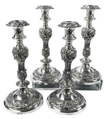 Ellis Brothers Silver Plate Candlesticks, American Early 20th Century