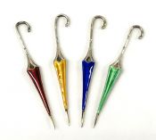 English Art Deco Sterling Silver Novelty Cocktail Picks, circa 1938