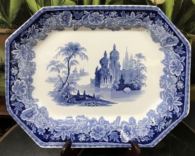 English Blue And White Earthenware Platter, circa 1840