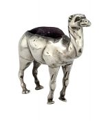 English Sterling Silver Figural Camel Pin Cushion, circa 1906