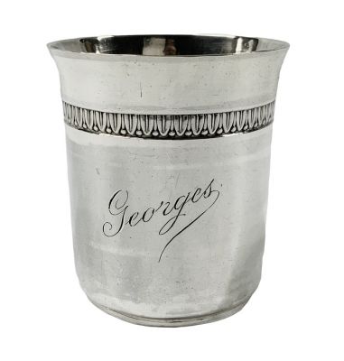 French 950 Fine Silver Beaker Cup, Early 20th Century