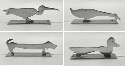 French Art Deco Silver Plated Figural Knife Rests, Made In France, Late 1930s