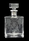 French Crystal Decanter With 950 Fine Silver Collar, circa 1930