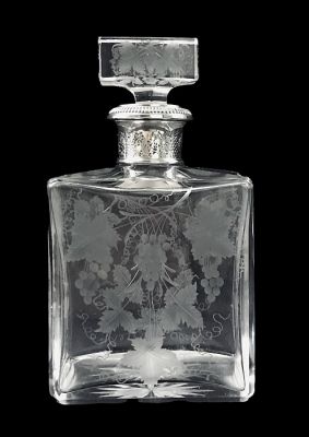French Crystal Decanter With 950 Fine Silver Collar, circa 1930