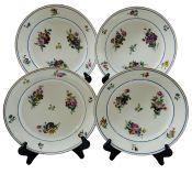 French Porcelain Luncheon Plates Marked Feuillet, France, 19th Century