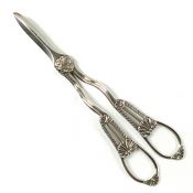 Georgian Inspired Shell & Gadroon Sterling Silver Grape Scissors