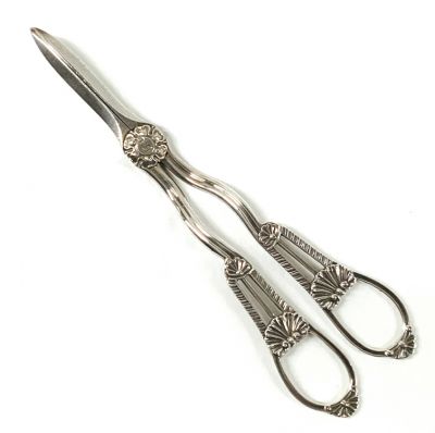 Georgian Inspired Shell & Gadroon Sterling Silver Grape Scissors