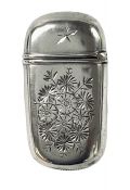 Gorham Bright Cut Decorated Sterling Silver Match Vesta, circa 1880-90
