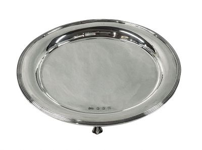 Irish Sterling Silver Claw Foot Waiter, Hallmarked For Dublin 1965