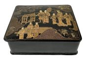 Nightmare Alley Prop - Japanese Black Lacquered Box, Meiji Period, circa 1880-1900