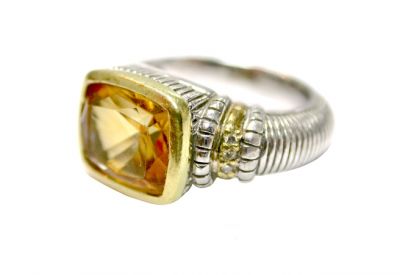 Judith Ripka Citrine and Diamond Ring